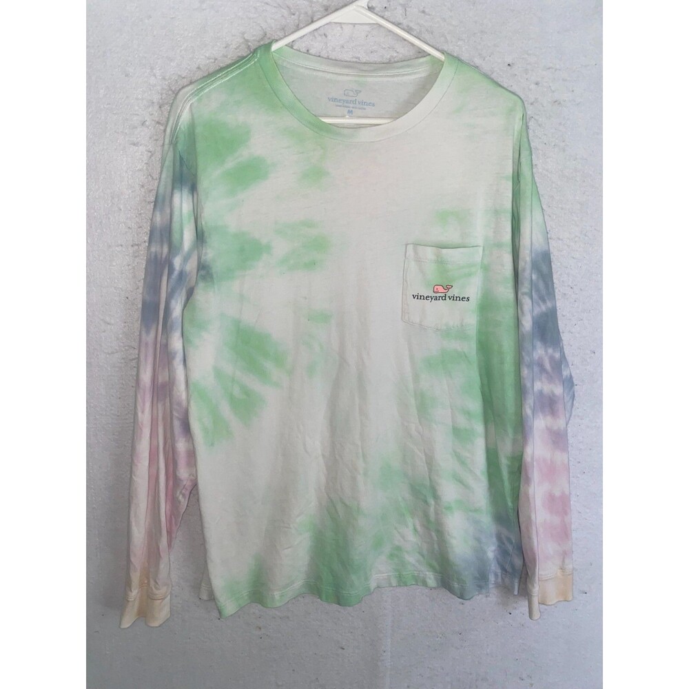 Vineyard Vines Shirt Men's Medium Tye Dye Preppy Logo Pocket Long Sleeve